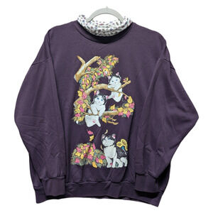 90s Fall Kitten Granny Crewneck Sweatshirt